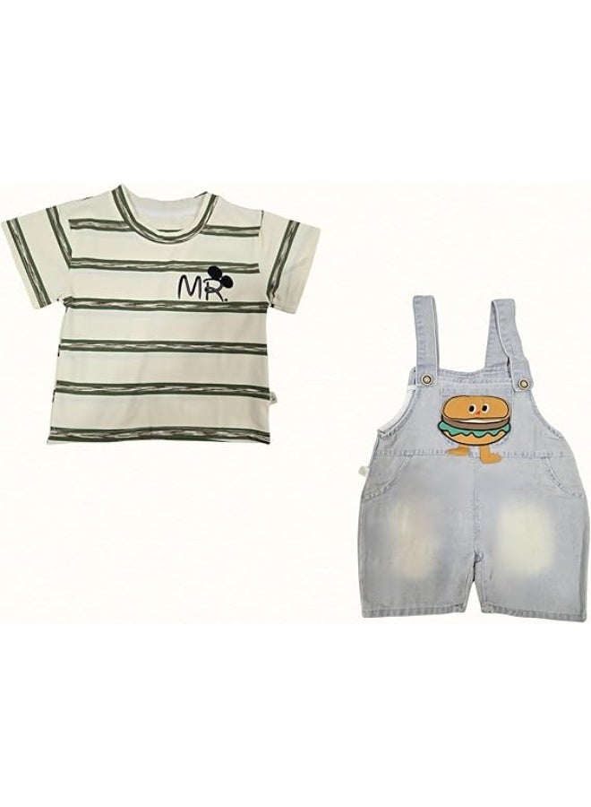 MINIIMODZ : MINII MODZ Burger Buddy Overalls Set - Boys Party Dress, Casual & Festival Wear, Ethnic Set, Overalls Set with Burger Buddy - Image 2